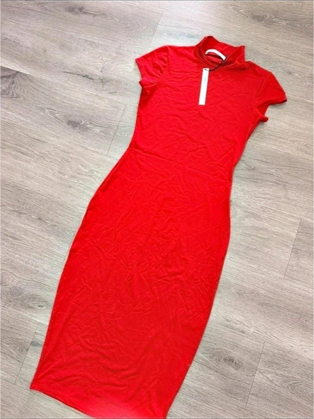 Susana Monaco Red Mock Neck Midi Dress Size Small NWT